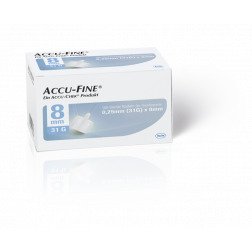 Accu-Fine sterile Nadeln für Insulinpens 8 mm 31 G, 100 Stück