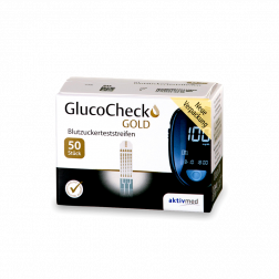 GlucoCheck Gold Blutzuckerteststreifen, 50 Stück